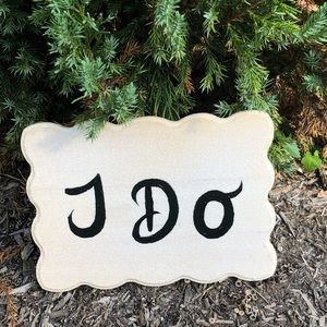 I Do White Wooden Wedding Sign